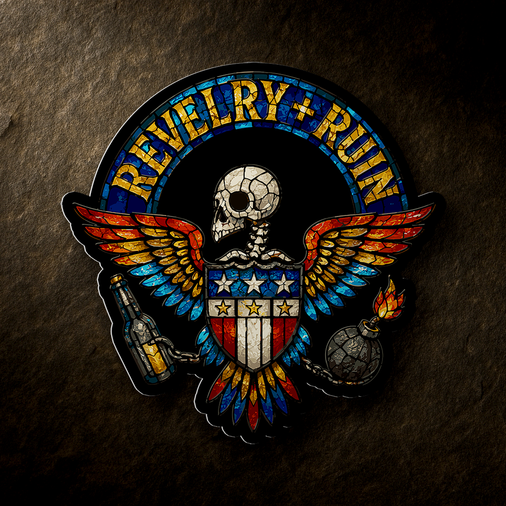 Eagle, Bomb and Beer | Stained Glass - 3" Sticker (Free Shipping)