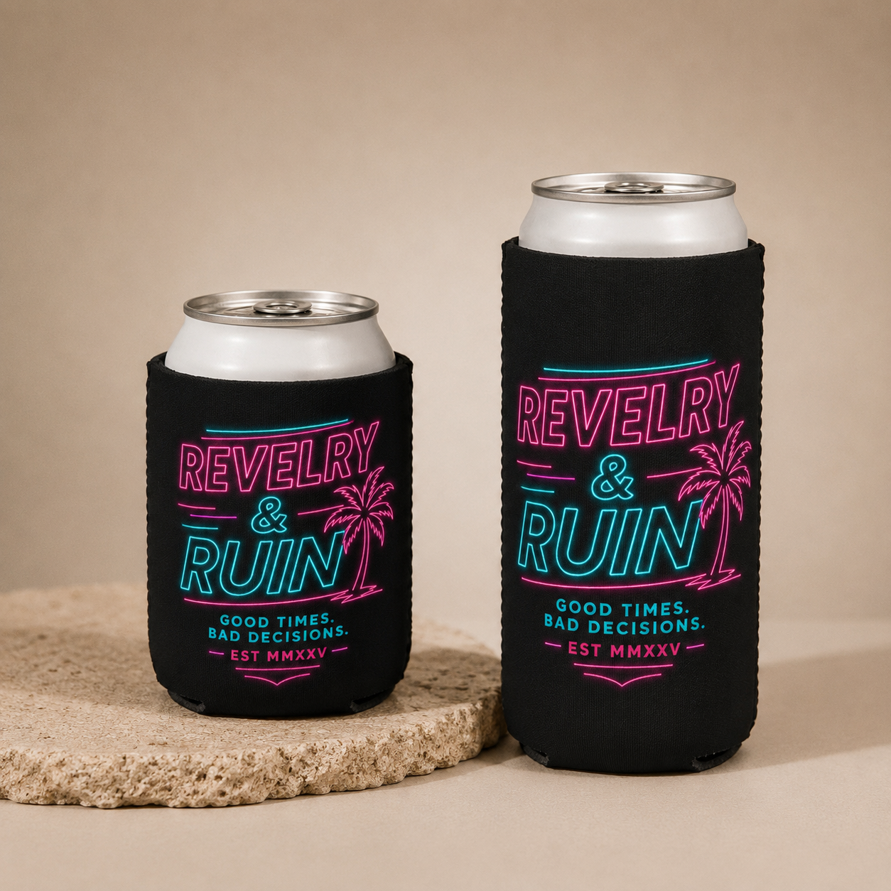 Sweaty Miami Night |  Retro Miami Can Coozie (Can Cooler)